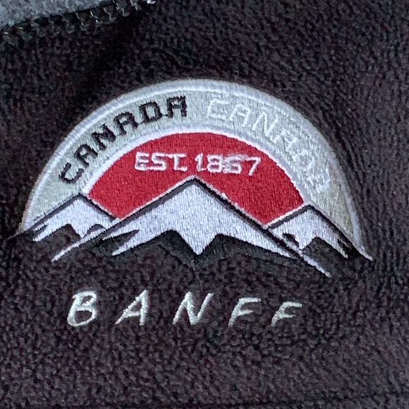 Mens BANFF NATIONAL PARK Alberta Canada Black Embroidered Full Zip Fleece Jacket - Picture 3 of 12
